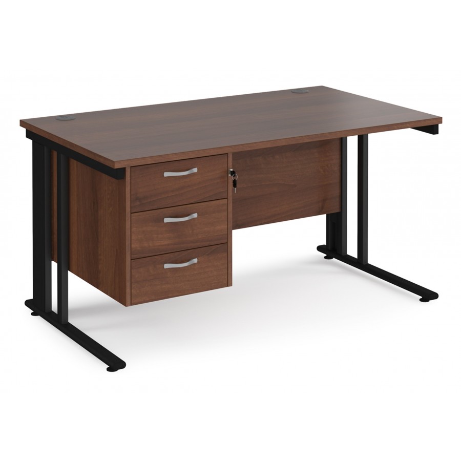 Maestro Cable Managed Desk with Three Drawer Pedestal